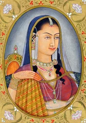 Miniature Painting of Mughal Queen Jodha Bai