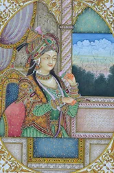 Miniature Painting of Mughal Queen Nur Jahan, India