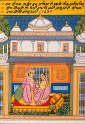 Miniature Painting on Paper, Rag Deepak, Nathdwara School