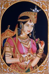 Miniature Painting on Paper of Princess Mumtaz Mahal, Wife of Mughal Emperor Shah Jahan
