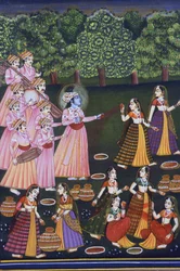 Picture of Krishna Playing Holi with Gopies