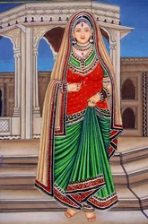 Rajasthani Lady at Tryst Miniature Painting on Paper
