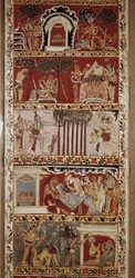 Scenes of Ramayana, Epic Poem Composed in the 6th Century by Valmiki and Telling the Legend of Rama. Western Bengal. Victoria & Albert Library. London