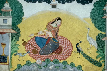 Woman with Rudra Veena Miniature Painting
