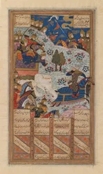 Rustam Lassoes the Khagan of China, Folio from a Manuscript of the Shah-Nama of Firdausi, late 15th-early 16th century
