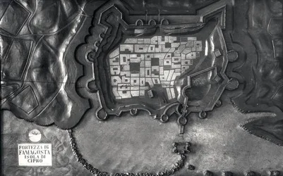 A relief map of the Fortress of Famagosta on the Island of Cyprus in the 17th century