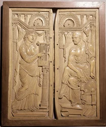Diptych of Claudianus Called Diptych of Poet and Muse (Low Ivory Relief, Early 6th Century)