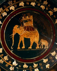 Plate Decorated with War Elephant Figures