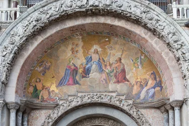 The Risen Christ Mosaic Over the Entrance to the Basilica di San Marco, Piazza San Marco, Venice, Italy