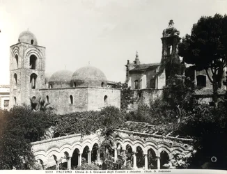 View of the east end of the church, constructed in 1132-48 by King Roger II (d.1154) of Sicily and the cloister constructed in the 13th century