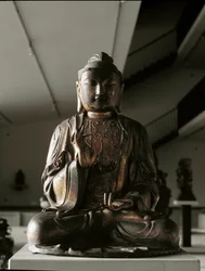 Buddha seated in lalitasana position - sculpture, Kamakura period (1185-1333)