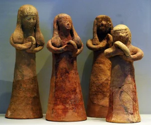 Tambourine players, from Achziv, northern Israel, 8th-7th century BC