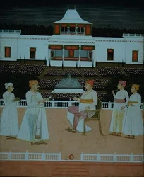 Hazan Riza Presents a Supplication to the Nawab of Oudhaa in a Mughal garden