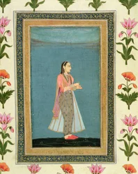 Lady holding a wine flask and cup, from the Large Clive Album