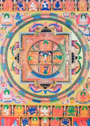Panchabuddha Mandala, Depicting Five Forms of Buddha Symbolising Five Kinds of Wisdom