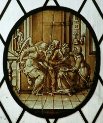 Roundel: Tobias healed of his blindness, probably 19th century