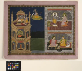 Vishnu Approaches a Golden Tower on Garuda, c.1825