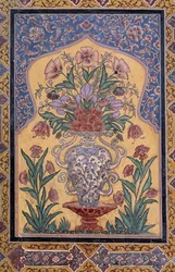 Vase with Flowers, Decorative Detail from Wazir Khan Mosque, Lahore, Pakistan