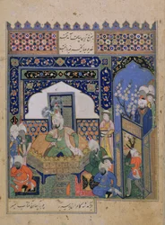 Timur enthroned at Balkh, Persian
