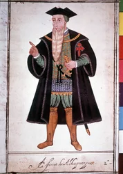 Portrait of Alphonse (Alfonso or Afonso) by Albuquerque (1453-1515). Portuguese manuscript from the 15th century