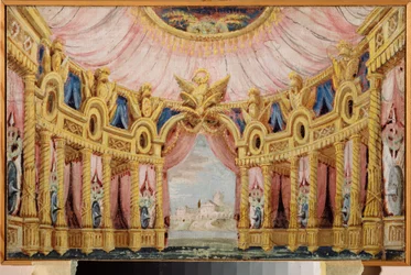 Hall with Colonnade. Preparatory Decor for a Play