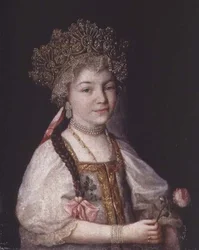 Portrait of Alexandra Pavlovna in Russian National Costume, c.1790