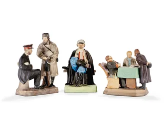 Three porcelain figure groups by the Gardner Porcelain Factory, late 19th century