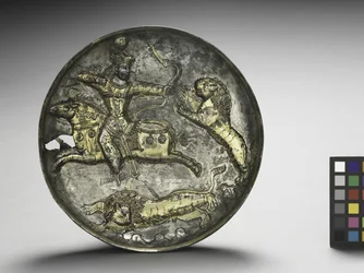 Dish: King Hormizd II or Hormizd III Hunting Lions