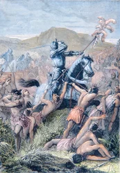 Hernan Cortes at the Battle of Otumba, Mexico
