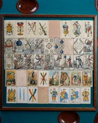 Playing cards, Detail from Catalan card table, Spain
