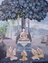 Fresco depicting a scene from the life of Buddha, Wat Phra That Doi Suthep temple