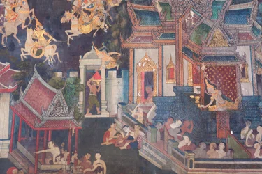 Murals in the Buddhaisawan Chapel, Palace of Wang Na