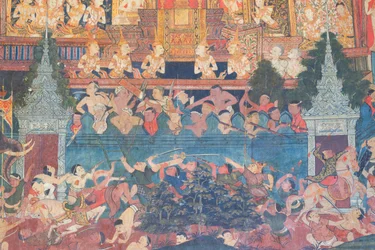 Murals in the Buddhaisawan chapel, palace of Wang Na