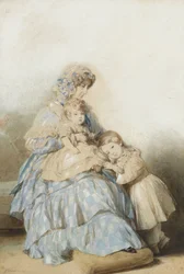 Queen Maria Amalia of the French, with children of Prince Louis, Duke of Nemours
