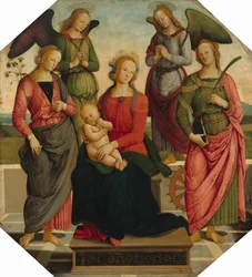 Madonna and Child with Two Angels, Saint Rose, and Saint Catherine of Alexandria