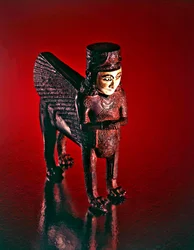 Winged Lion with a Female Torso, Figure from a Throne