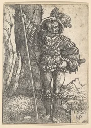 A Lansquenet Standing by a Tree