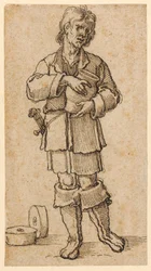 A Young Peasant Holding a Jar