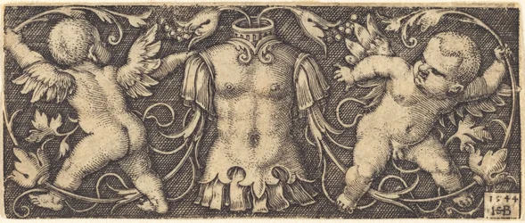 Ornament with Armour and Two Genii