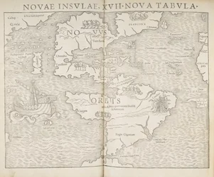 Map of North America, Novae insulae, XVII nova tabula, Sebastian Munster