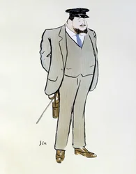 Portrait of Henri de Rotschild - by Sem (1863 - 1934), in Les Sports modernes, August 1906