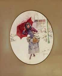 Women Walk Through the Snow