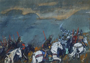 Army of Tsar Dodon. Illustration for the fairy tale The Golden Cockerel by A. Pushkin