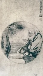 Portrait of Lao-Tzu, Chinese philosopher from 6th century BC, drawing by Sesshu Toyo (1420-1506), Japanese civilization, Muromachi period