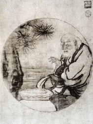 Portrait of Lao-Tzu, Chinese philosopher from the 6th century BC, drawing by Sesshu Toyo (1420-1506), Japanese civilization, Muromachi period