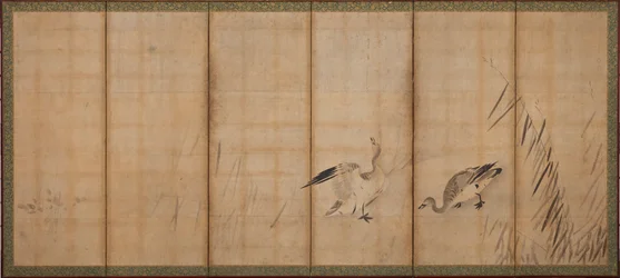 Two Geese and Grasses, Muromachi Period