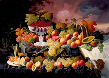 Fruit Still Life in a Landscape, c.1862-72