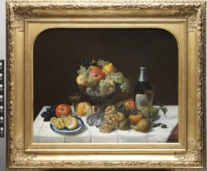 Fruit Still Life with Champagne Bottle
