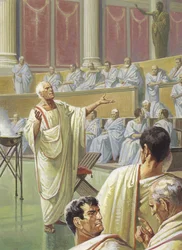 Cato warning his Senate colleagues about Carthage
