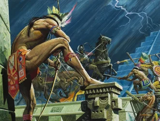 In 1520, Cortes with His Dead Hostage Montezuma II Escaping the Aztec Capital